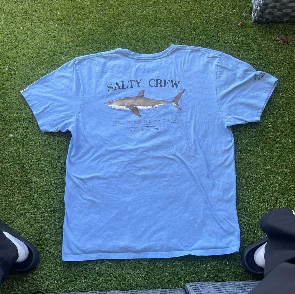 Salty Crew Bruce Premium Short Sleeve T-Shirt Light Blue Shark Men's XL